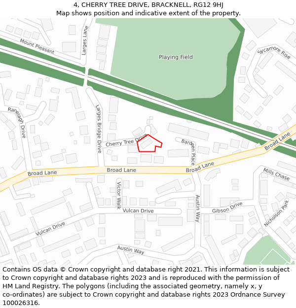 4, CHERRY TREE DRIVE, BRACKNELL, RG12 9HJ: Location map and indicative extent of plot