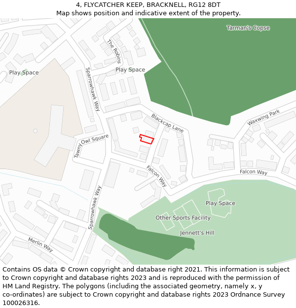 4, FLYCATCHER KEEP, BRACKNELL, RG12 8DT: Location map and indicative extent of plot