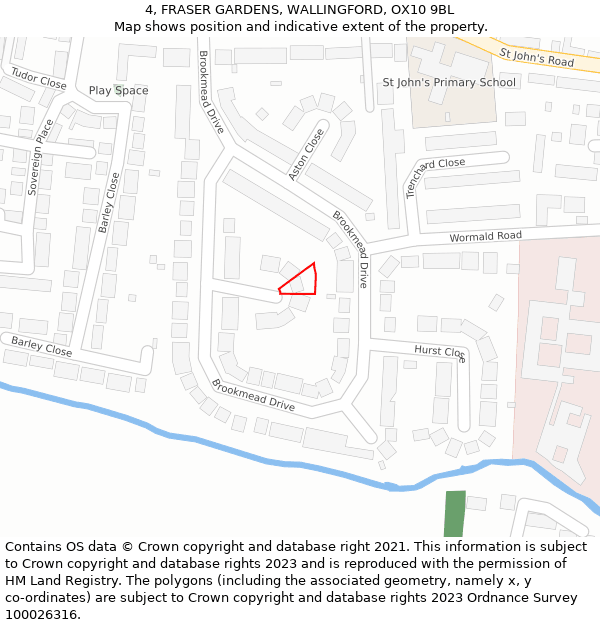 4, FRASER GARDENS, WALLINGFORD, OX10 9BL: Location map and indicative extent of plot