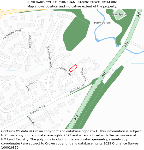 4, GILBARD COURT, CHINEHAM, BASINGSTOKE, RG24 8RG: Location map and indicative extent of plot