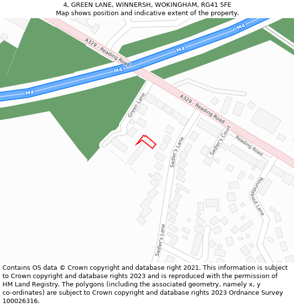 4, GREEN LANE, WINNERSH, WOKINGHAM, RG41 5FE: Location map and indicative extent of plot