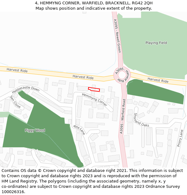 4, HEMMYNG CORNER, WARFIELD, BRACKNELL, RG42 2QH: Location map and indicative extent of plot