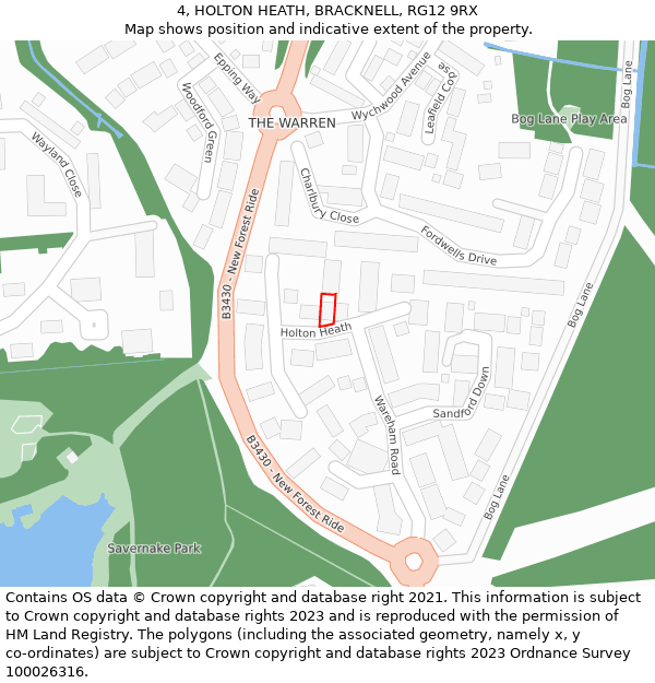 4, HOLTON HEATH, BRACKNELL, RG12 9RX: Location map and indicative extent of plot