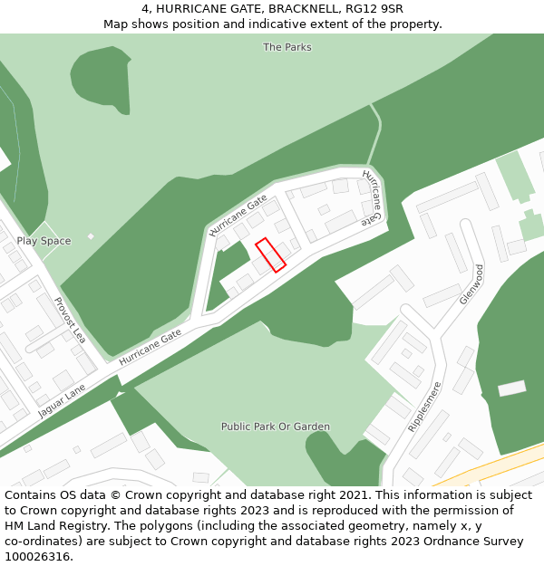 4, HURRICANE GATE, BRACKNELL, RG12 9SR: Location map and indicative extent of plot