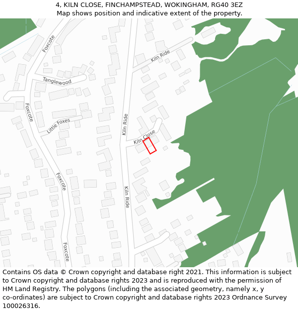 4, KILN CLOSE, FINCHAMPSTEAD, WOKINGHAM, RG40 3EZ: Location map and indicative extent of plot