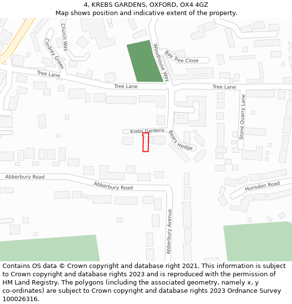 4, KREBS GARDENS, OXFORD, OX4 4GZ: Location map and indicative extent of plot