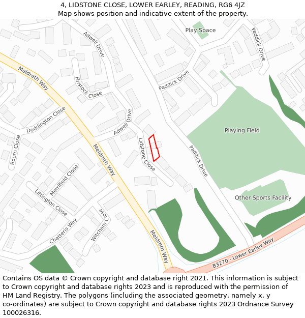 4, LIDSTONE CLOSE, LOWER EARLEY, READING, RG6 4JZ: Location map and indicative extent of plot