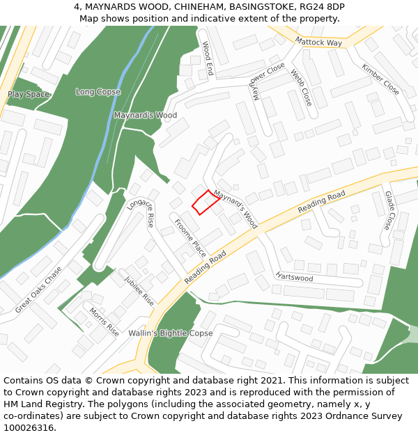 4, MAYNARDS WOOD, CHINEHAM, BASINGSTOKE, RG24 8DP: Location map and indicative extent of plot