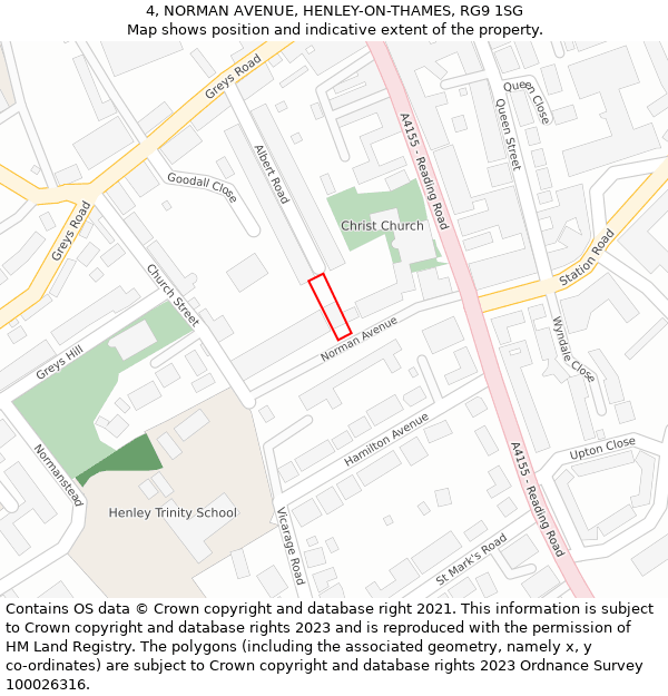 4, NORMAN AVENUE, HENLEY-ON-THAMES, RG9 1SG: Location map and indicative extent of plot