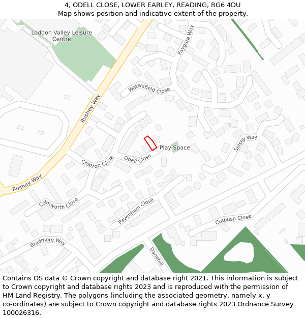 4, ODELL CLOSE, LOWER EARLEY, READING, RG6 4DU: Location map and indicative extent of plot