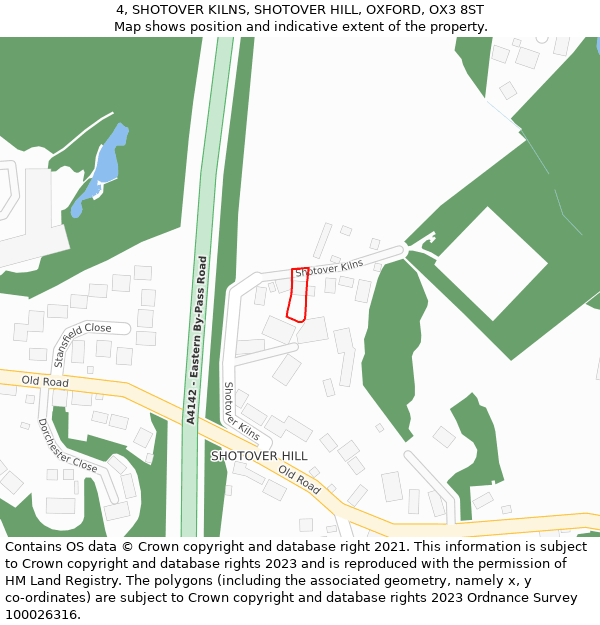 4, SHOTOVER KILNS, SHOTOVER HILL, OXFORD, OX3 8ST: Location map and indicative extent of plot