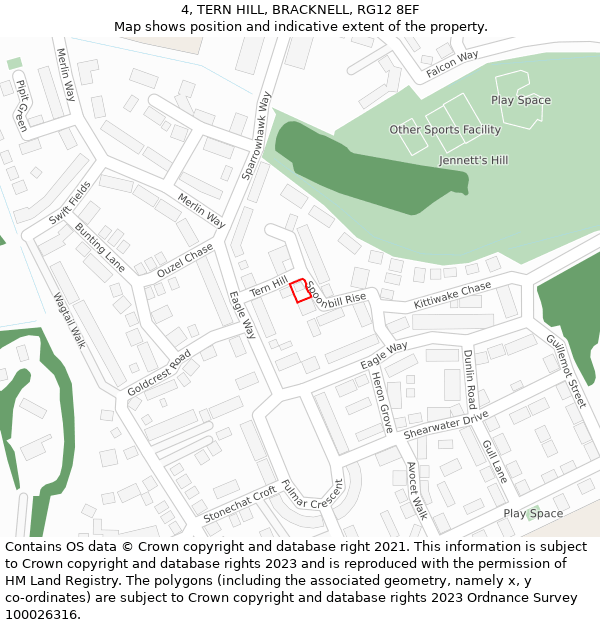 4, TERN HILL, BRACKNELL, RG12 8EF: Location map and indicative extent of plot