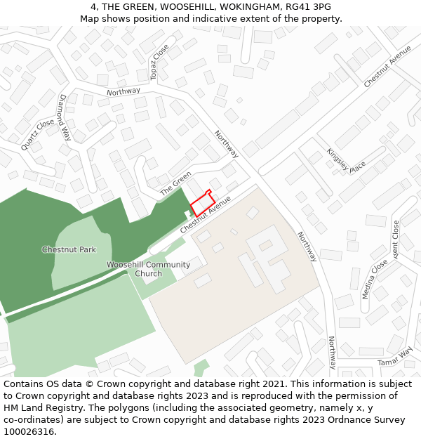 4, THE GREEN, WOOSEHILL, WOKINGHAM, RG41 3PG: Location map and indicative extent of plot