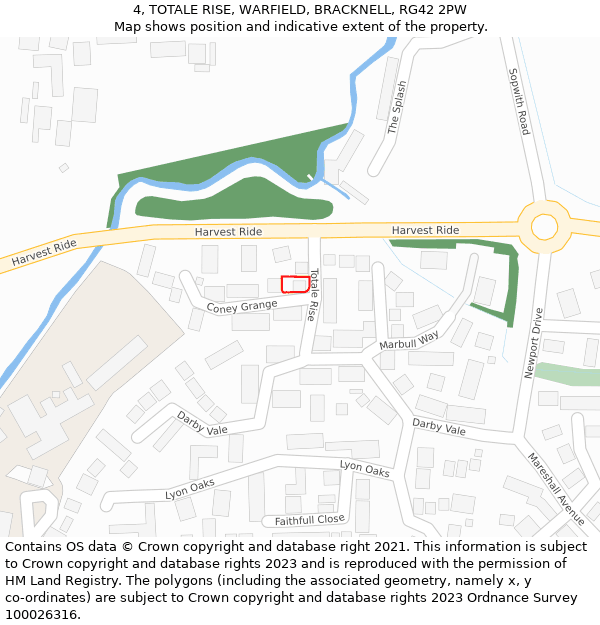 4, TOTALE RISE, WARFIELD, BRACKNELL, RG42 2PW: Location map and indicative extent of plot