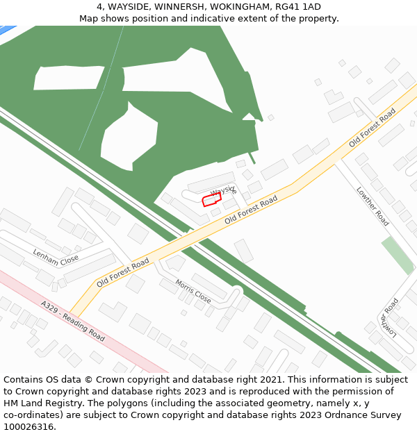4, WAYSIDE, WINNERSH, WOKINGHAM, RG41 1AD: Location map and indicative extent of plot