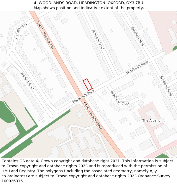 4, WOODLANDS ROAD, HEADINGTON, OXFORD, OX3 7RU: Location map and indicative extent of plot