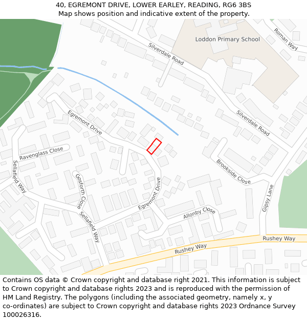 40, EGREMONT DRIVE, LOWER EARLEY, READING, RG6 3BS: Location map and indicative extent of plot