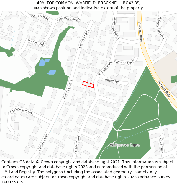 40A, TOP COMMON, WARFIELD, BRACKNELL, RG42 3SJ: Location map and indicative extent of plot