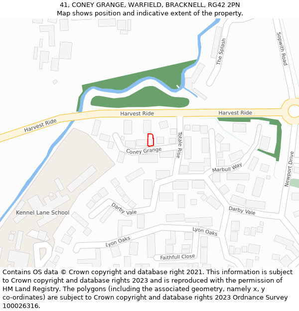 41, CONEY GRANGE, WARFIELD, BRACKNELL, RG42 2PN: Location map and indicative extent of plot