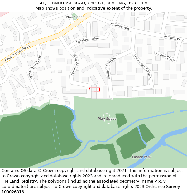 41, FERNHURST ROAD, CALCOT, READING, RG31 7EA: Location map and indicative extent of plot