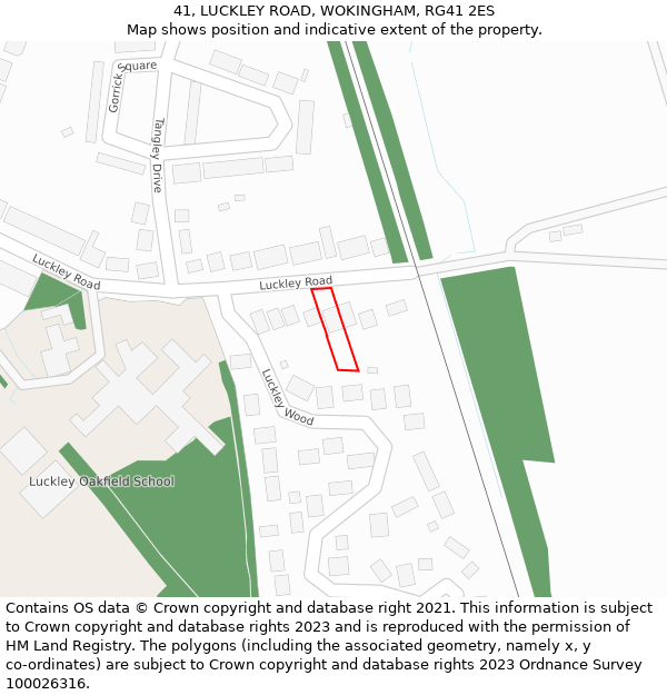 41, LUCKLEY ROAD, WOKINGHAM, RG41 2ES: Location map and indicative extent of plot