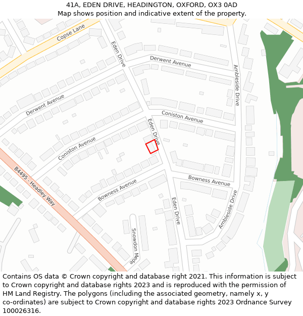 41A, EDEN DRIVE, HEADINGTON, OXFORD, OX3 0AD: Location map and indicative extent of plot