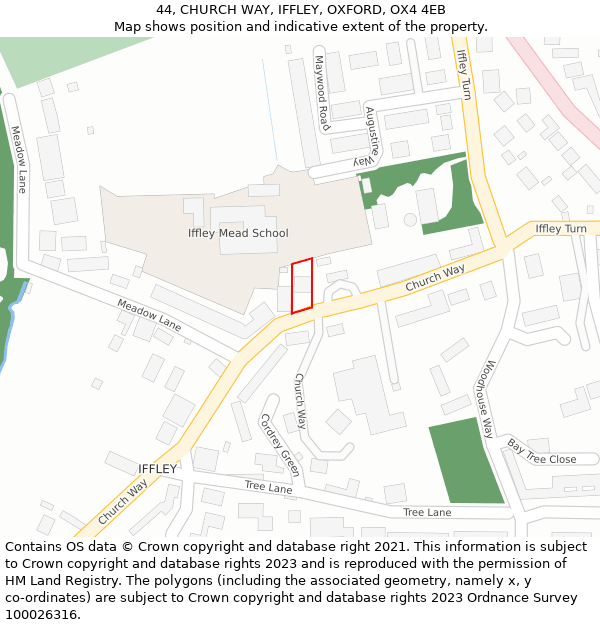 44, CHURCH WAY, IFFLEY, OXFORD, OX4 4EB: Location map and indicative extent of plot