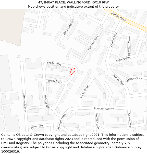 47, IMRAY PLACE, WALLINGFORD, OX10 9FW: Location map and indicative extent of plot