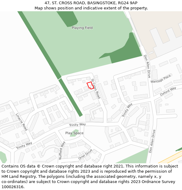 47, ST. CROSS ROAD, BASINGSTOKE, RG24 9AP: Location map and indicative extent of plot