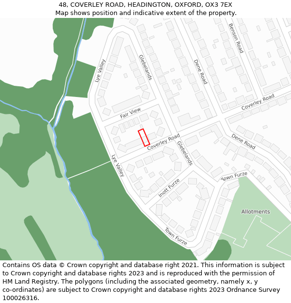 48, COVERLEY ROAD, HEADINGTON, OXFORD, OX3 7EX: Location map and indicative extent of plot