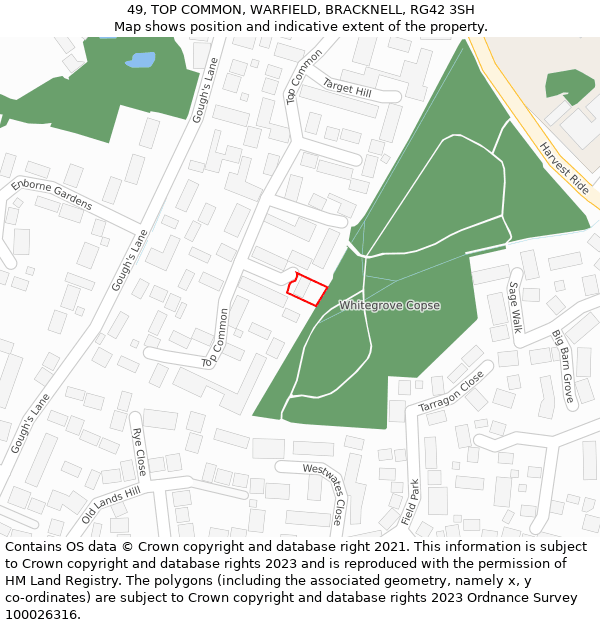 49, TOP COMMON, WARFIELD, BRACKNELL, RG42 3SH: Location map and indicative extent of plot