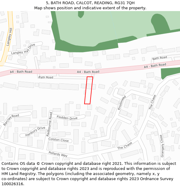 5, BATH ROAD, CALCOT, READING, RG31 7QH: Location map and indicative extent of plot