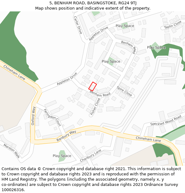 5, BENHAM ROAD, BASINGSTOKE, RG24 9TJ: Location map and indicative extent of plot