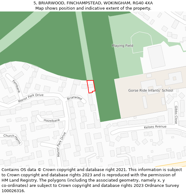 5, BRIARWOOD, FINCHAMPSTEAD, WOKINGHAM, RG40 4XA: Location map and indicative extent of plot
