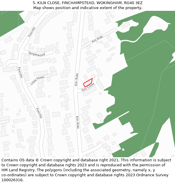 5, KILN CLOSE, FINCHAMPSTEAD, WOKINGHAM, RG40 3EZ: Location map and indicative extent of plot