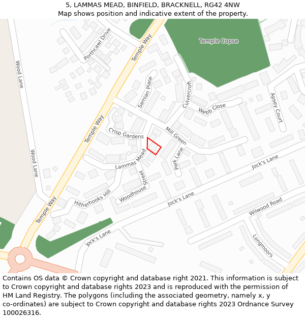 5, LAMMAS MEAD, BINFIELD, BRACKNELL, RG42 4NW: Location map and indicative extent of plot