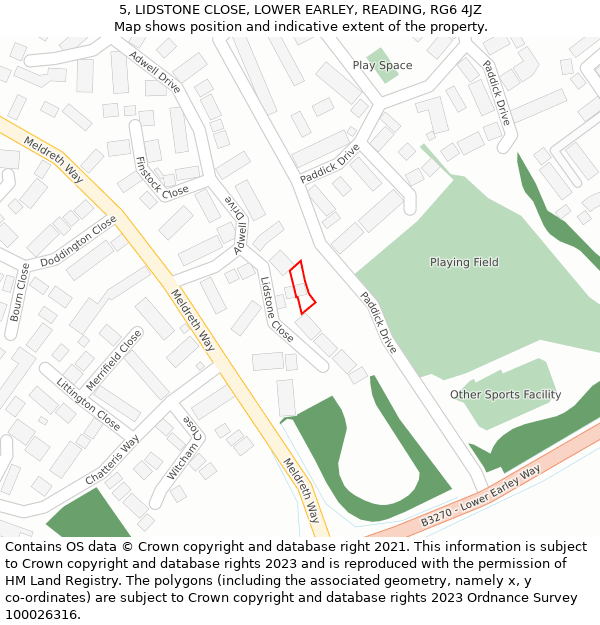 5, LIDSTONE CLOSE, LOWER EARLEY, READING, RG6 4JZ: Location map and indicative extent of plot