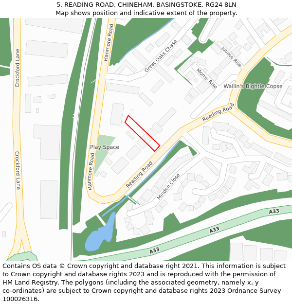 5, READING ROAD, CHINEHAM, BASINGSTOKE, RG24 8LN: Location map and indicative extent of plot