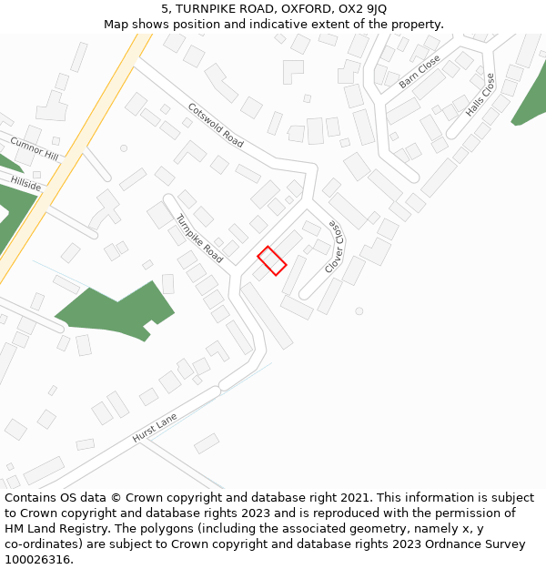5, TURNPIKE ROAD, OXFORD, OX2 9JQ: Location map and indicative extent of plot