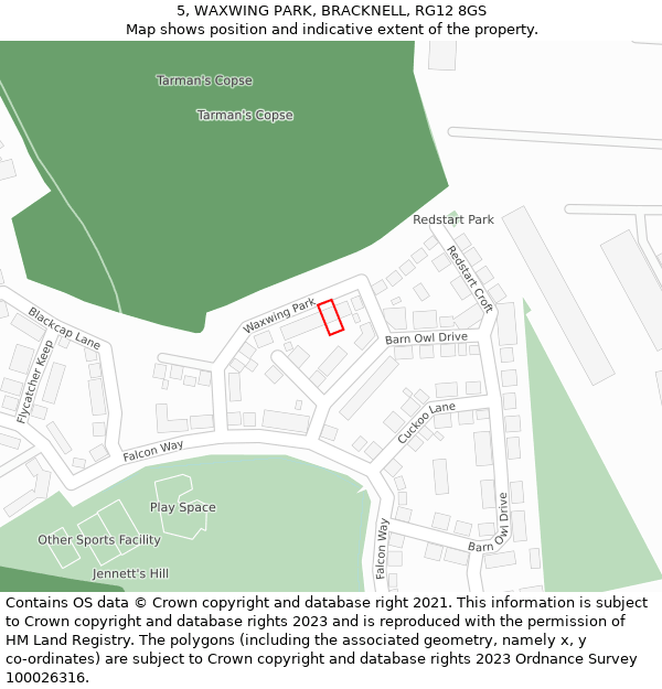 5, WAXWING PARK, BRACKNELL, RG12 8GS: Location map and indicative extent of plot