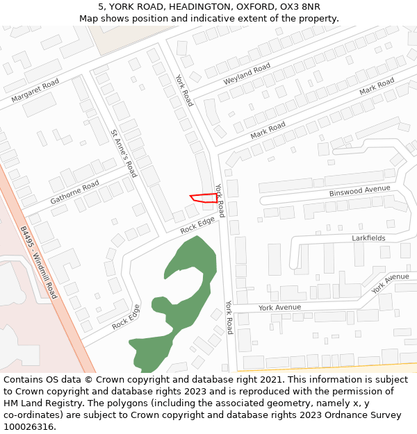 5, YORK ROAD, HEADINGTON, OXFORD, OX3 8NR: Location map and indicative extent of plot