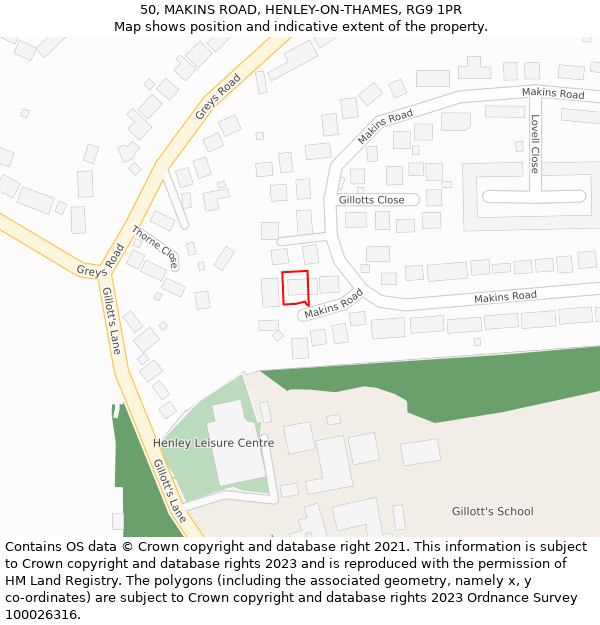 50, MAKINS ROAD, HENLEY-ON-THAMES, RG9 1PR: Location map and indicative extent of plot