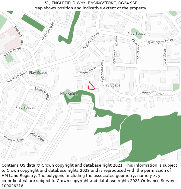 51, ENGLEFIELD WAY, BASINGSTOKE, RG24 9SF: Location map and indicative extent of plot