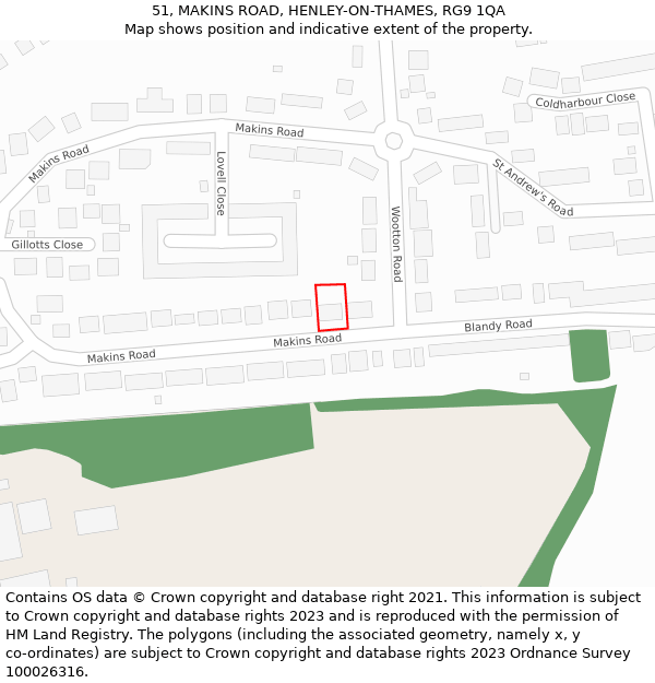 51, MAKINS ROAD, HENLEY-ON-THAMES, RG9 1QA: Location map and indicative extent of plot