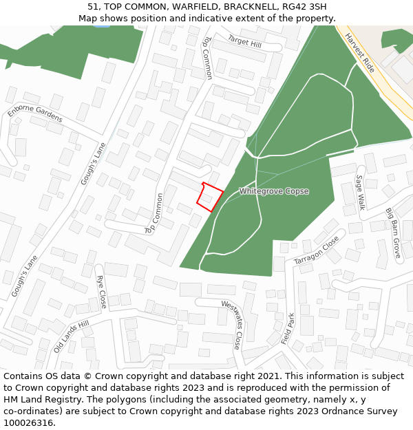 51, TOP COMMON, WARFIELD, BRACKNELL, RG42 3SH: Location map and indicative extent of plot