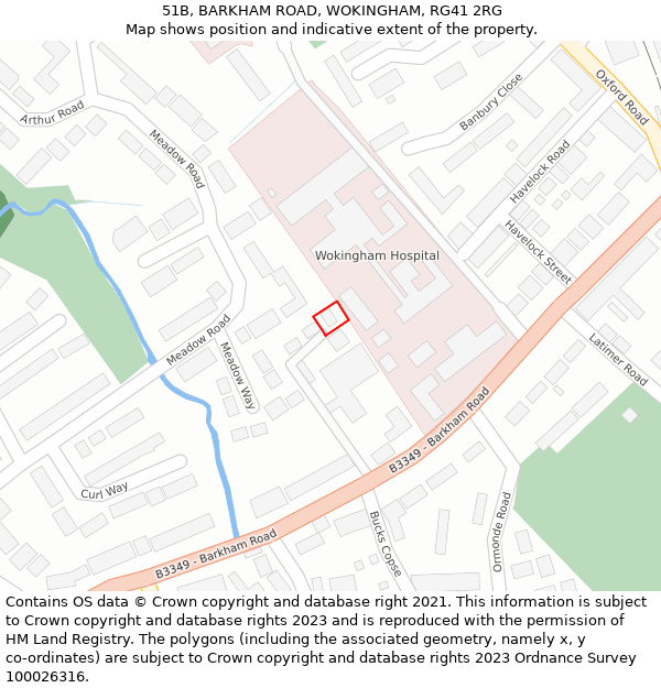 51B, BARKHAM ROAD, WOKINGHAM, RG41 2RG: Location map and indicative extent of plot