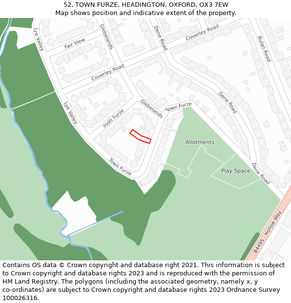 52, TOWN FURZE, HEADINGTON, OXFORD, OX3 7EW: Location map and indicative extent of plot