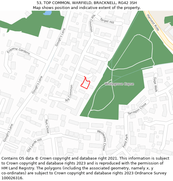 53, TOP COMMON, WARFIELD, BRACKNELL, RG42 3SH: Location map and indicative extent of plot