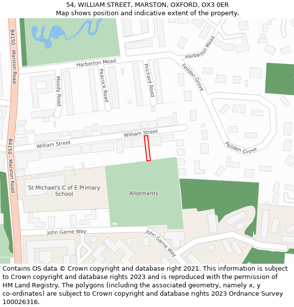 54, WILLIAM STREET, MARSTON, OXFORD, OX3 0ER: Location map and indicative extent of plot