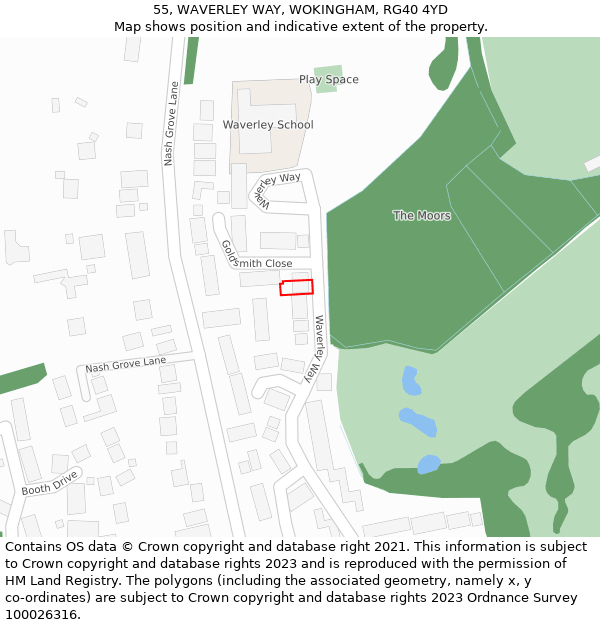 55, WAVERLEY WAY, WOKINGHAM, RG40 4YD: Location map and indicative extent of plot